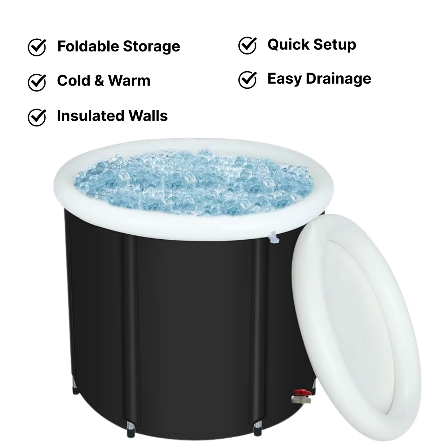 Foldable Ice Bath Tub - Portable Cold/Warm Soaking
