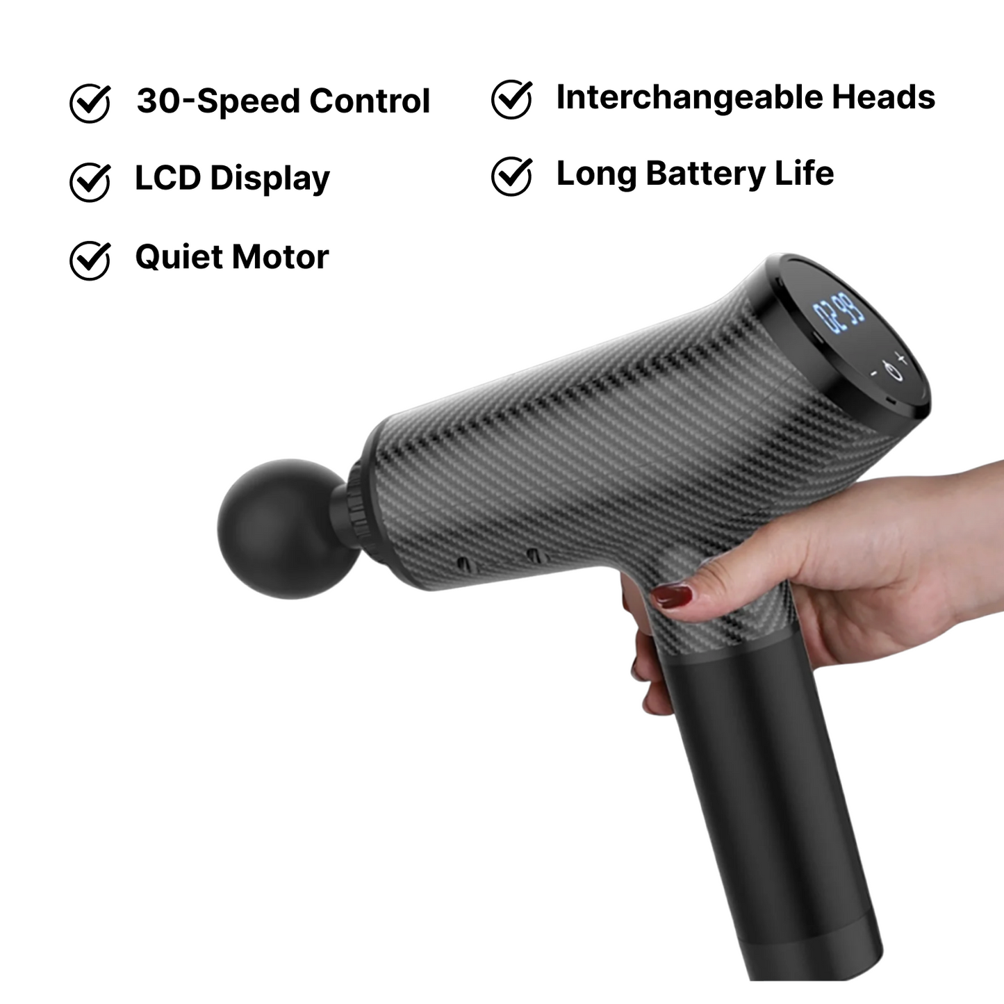 30 Speed Carbon Fiber LCD Massage Gun