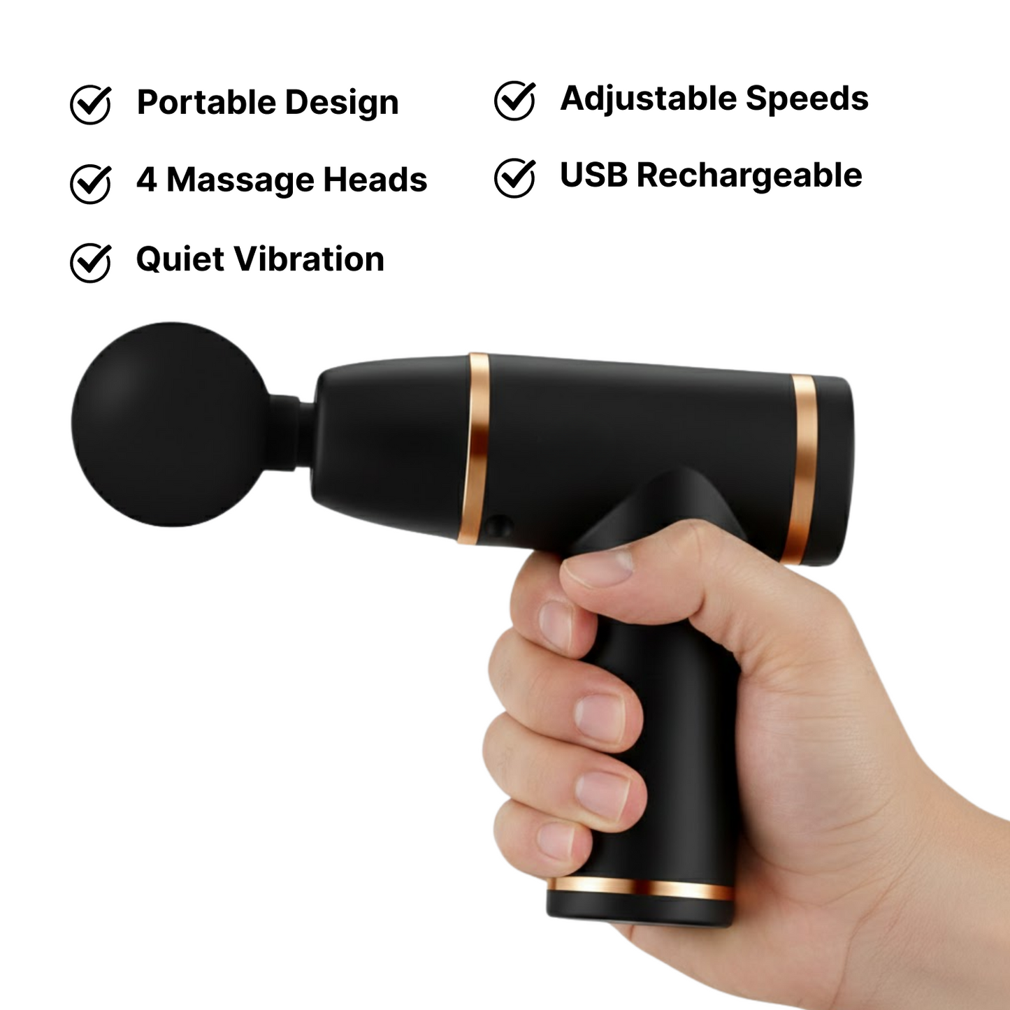 Mini Deep Tissue Massage Gun – Muscle Pain Relief (Black Gold)