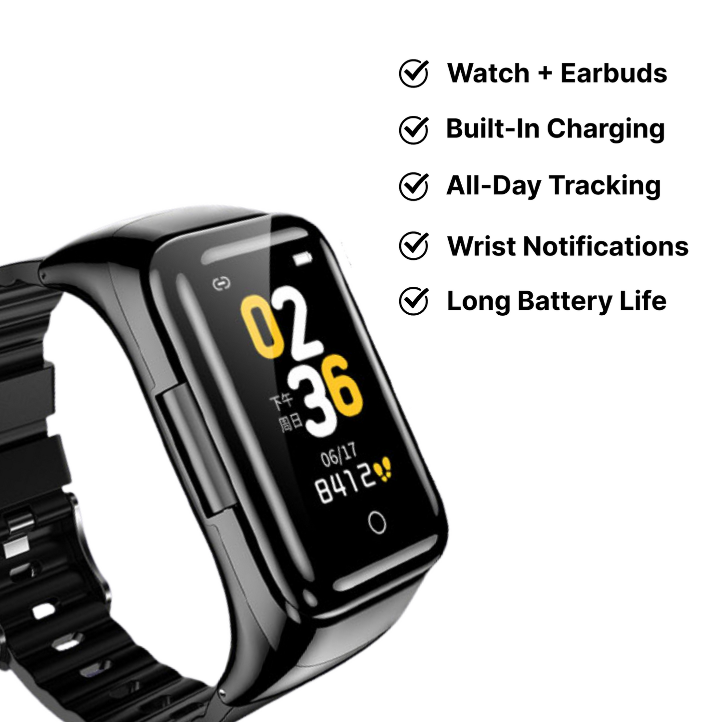 DualSync Smart Watch – Fitness Tracker & Earbud Combo