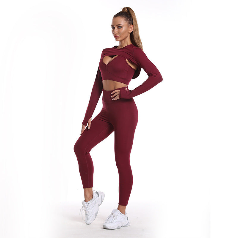 Women’s Long Sleeve Fitness Set (Moisture-Wicking) 2 or 3-Piece