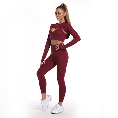 Women’s Long Sleeve Fitness Set (Moisture-Wicking) 2 or 3-Piece