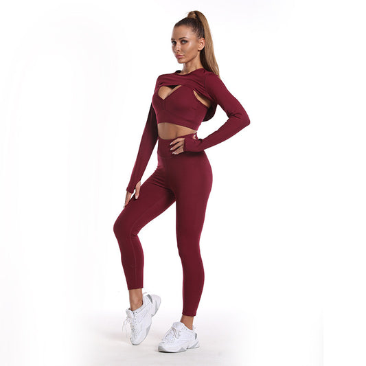 Women’s Long Sleeve Fitness Set (Moisture-Wicking) 2 or 3-Piece