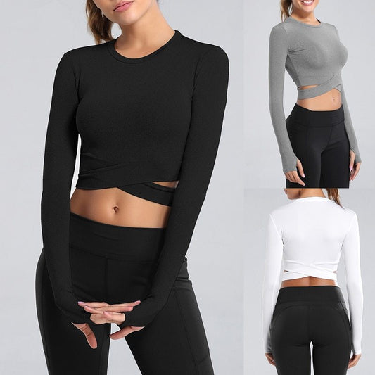 Women's Long Sleeve Activewear Crop Top (Thumbholes)