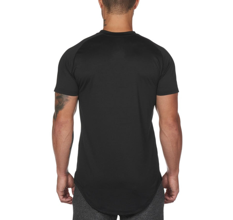 Men's Curved Hem Gym T-Shirt (Moisture-Wicking)