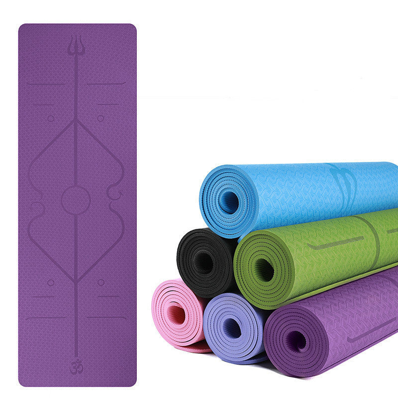 Two-Color Yoga Mat with Posture Line - 6mm TPE