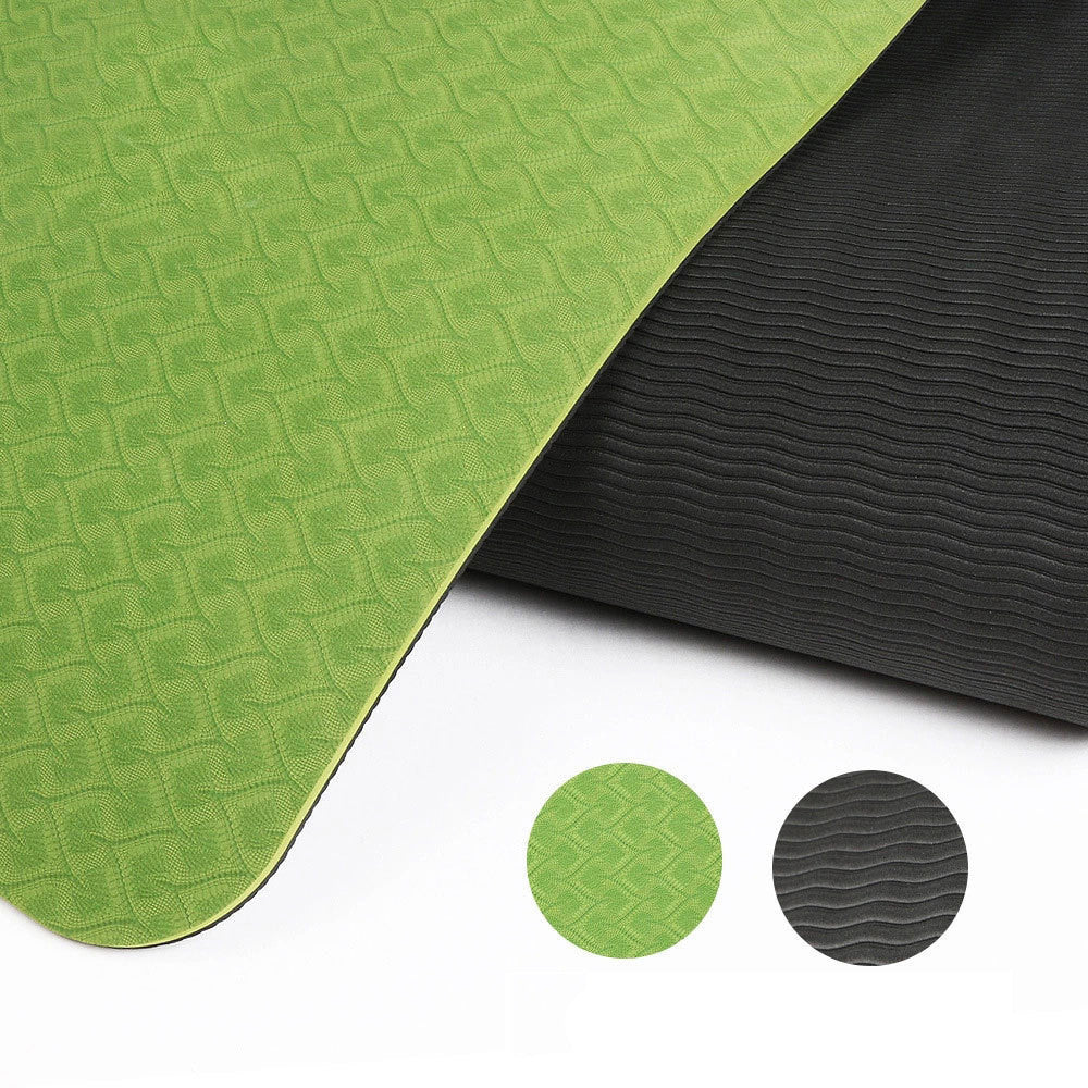 Two-Color Yoga Mat with Posture Line - 6mm TPE