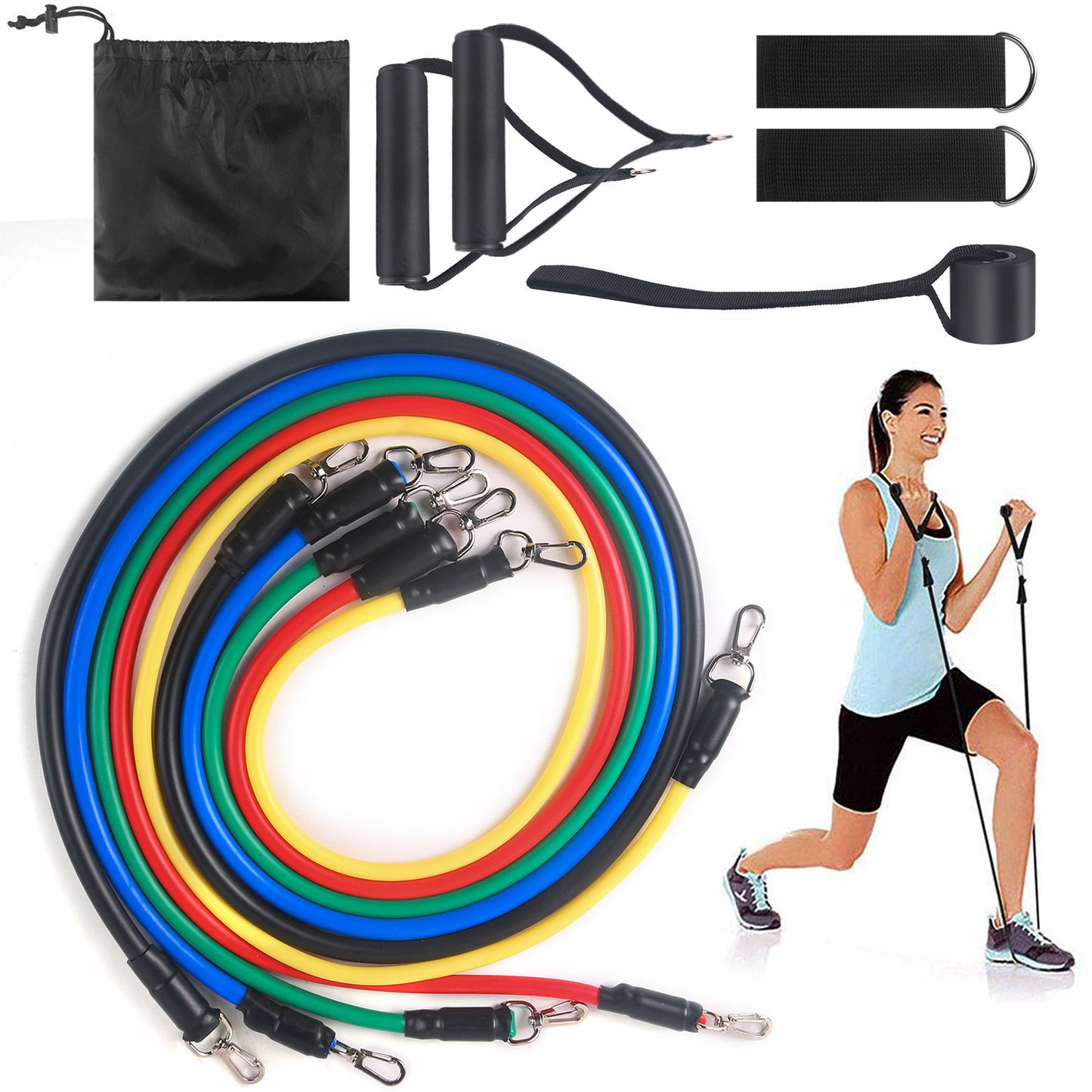 11-Piece Full Body Resistance Band Set - 10-150 lbs