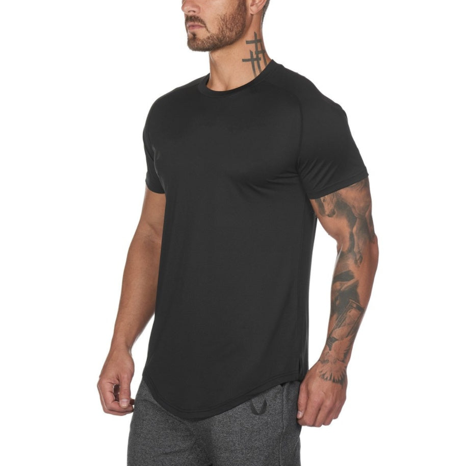 Men's Curved Hem Gym T-Shirt (Moisture-Wicking)