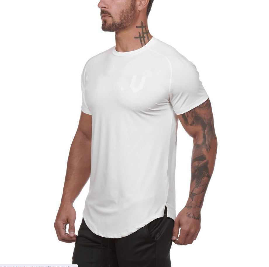 Men's Curved Hem Gym T-Shirt (Moisture-Wicking)
