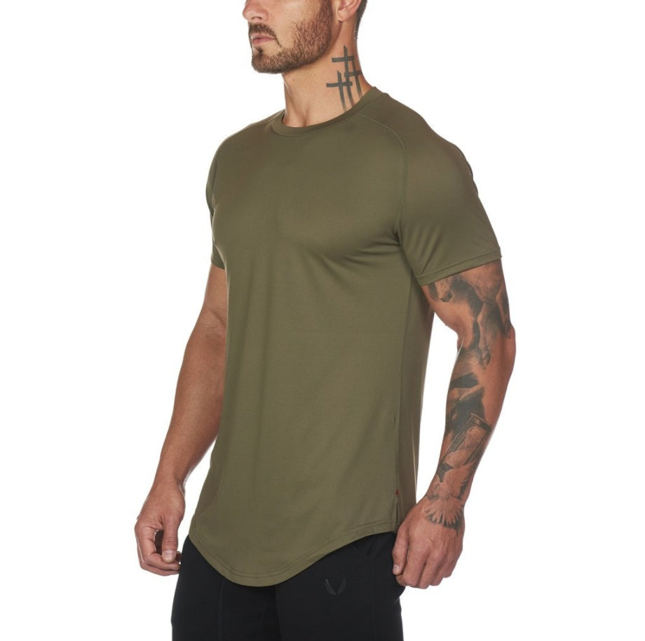 Men's Curved Hem Gym T-Shirt (Moisture-Wicking)
