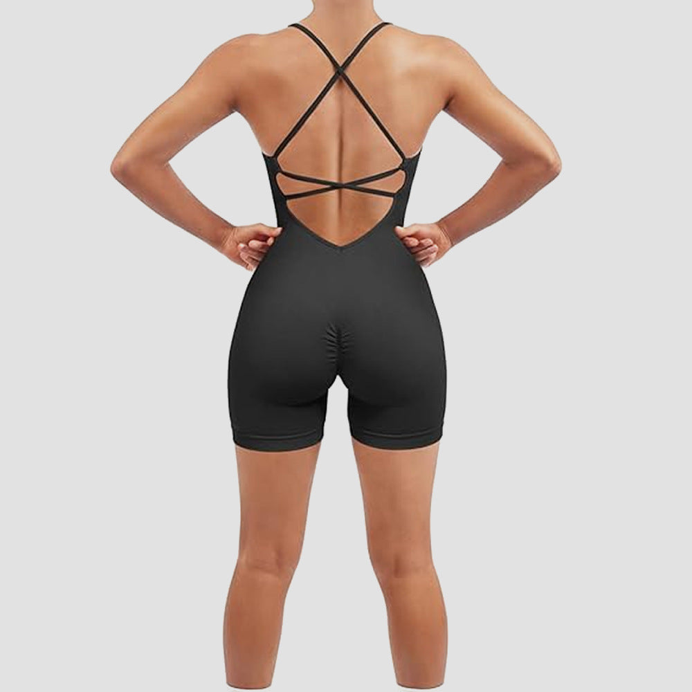 Backless Yoga Romper (One-Piece) Cross-Strap