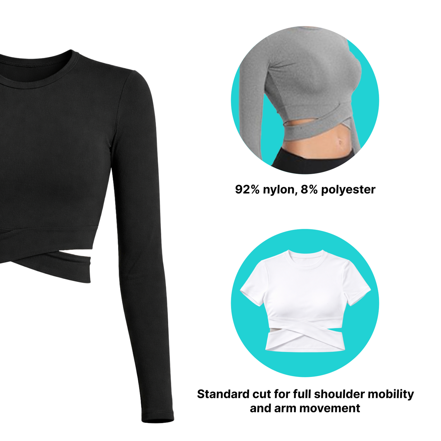 Women's Long Sleeve Activewear Crop Top (Thumbholes)