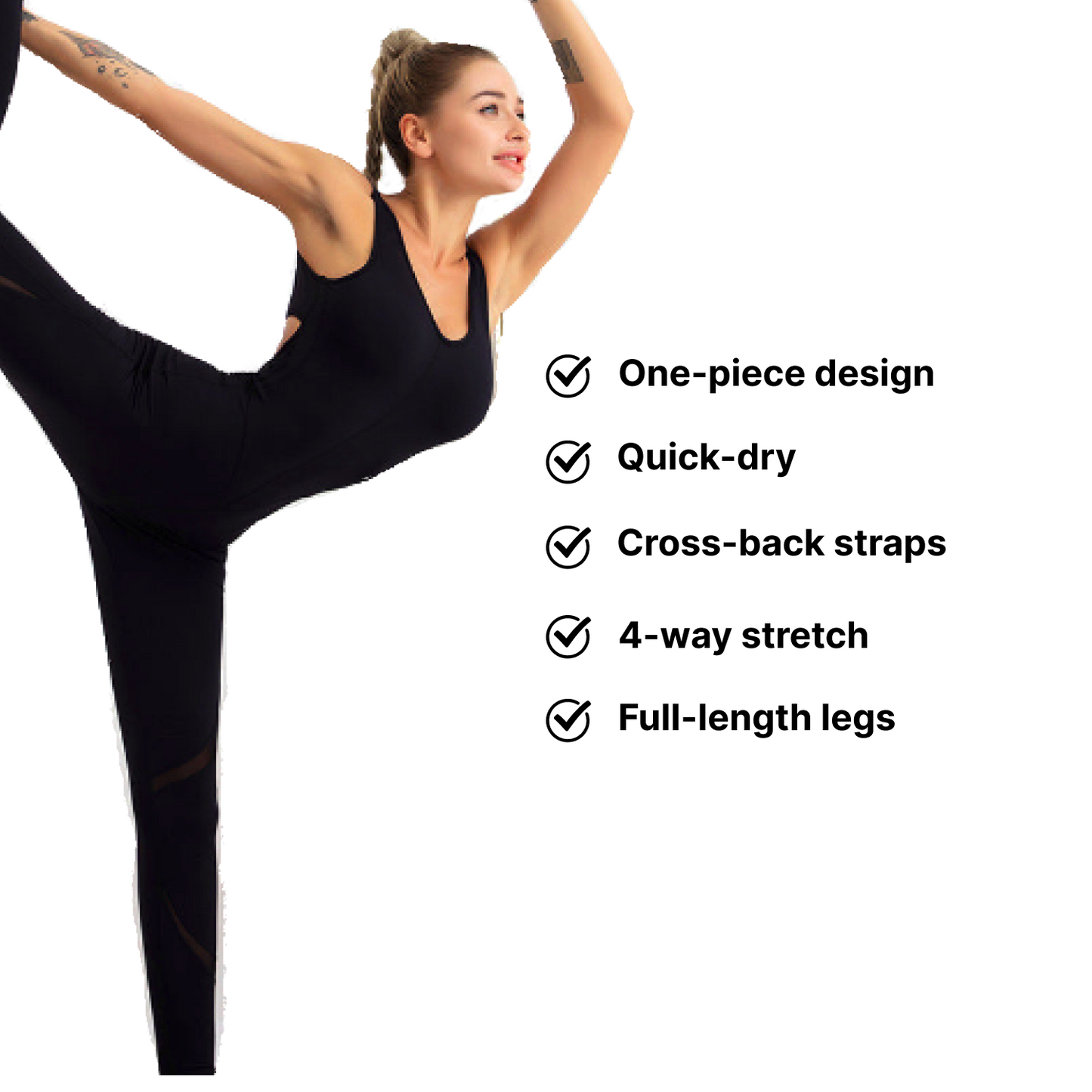 Backless Yoga Activewear Jumpsuit - Sleek & Quick-Dry
