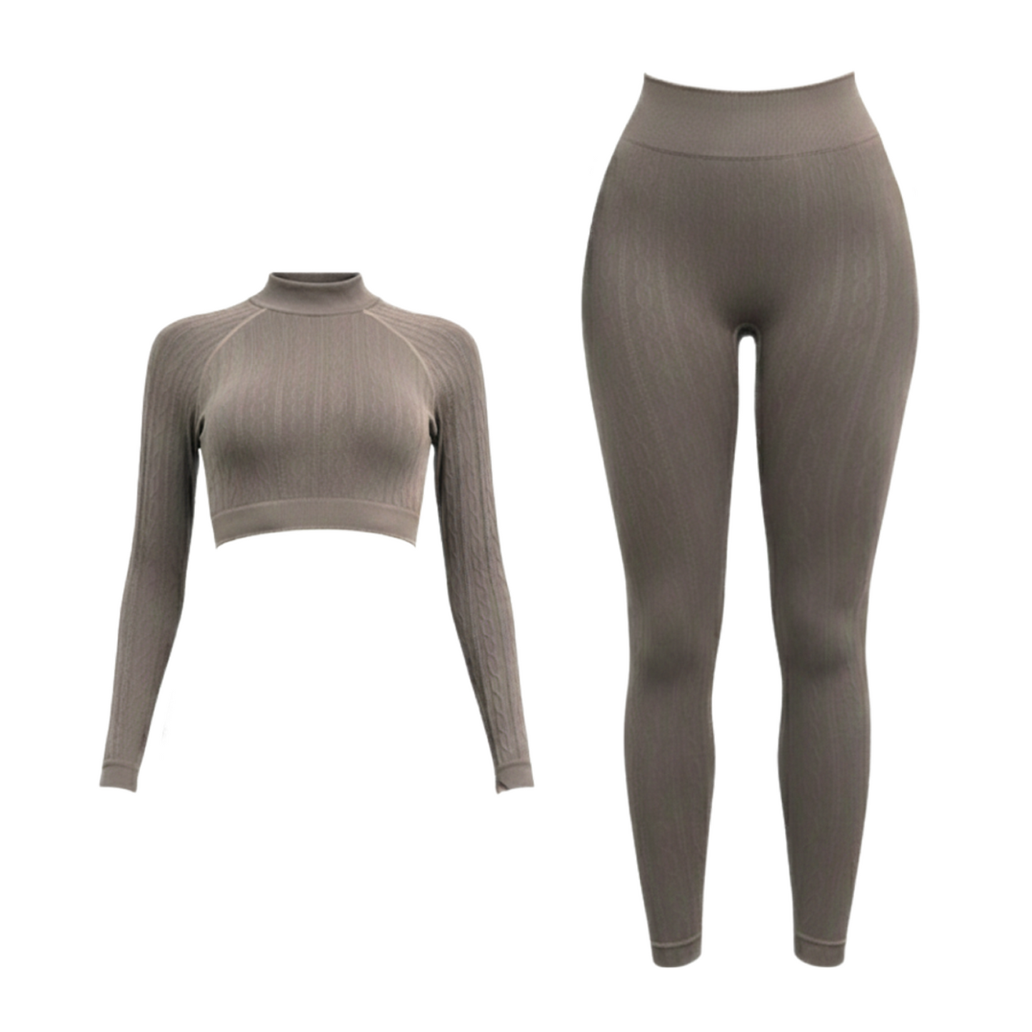 Seamless Activewear Ribbed Set - Long Sleeve & Leggings