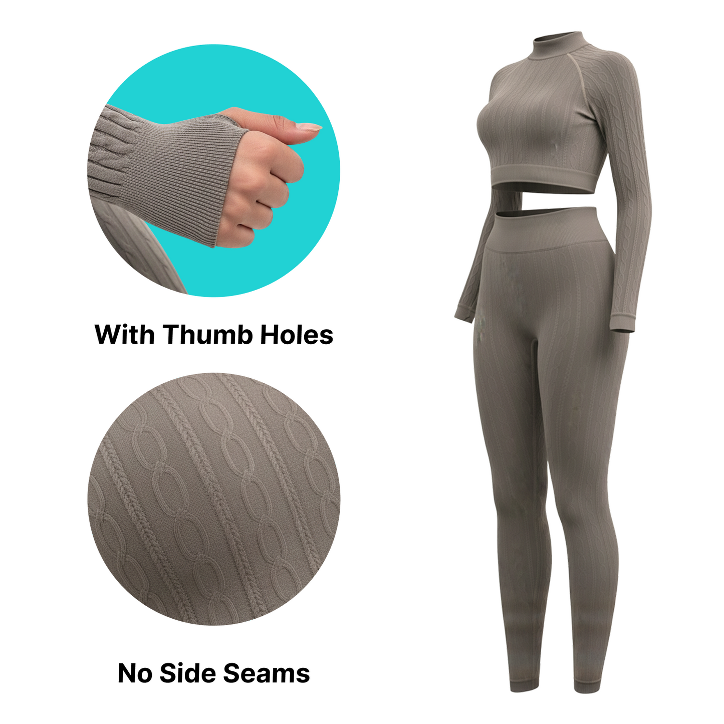 Seamless Activewear Ribbed Set - Long Sleeve & Leggings
