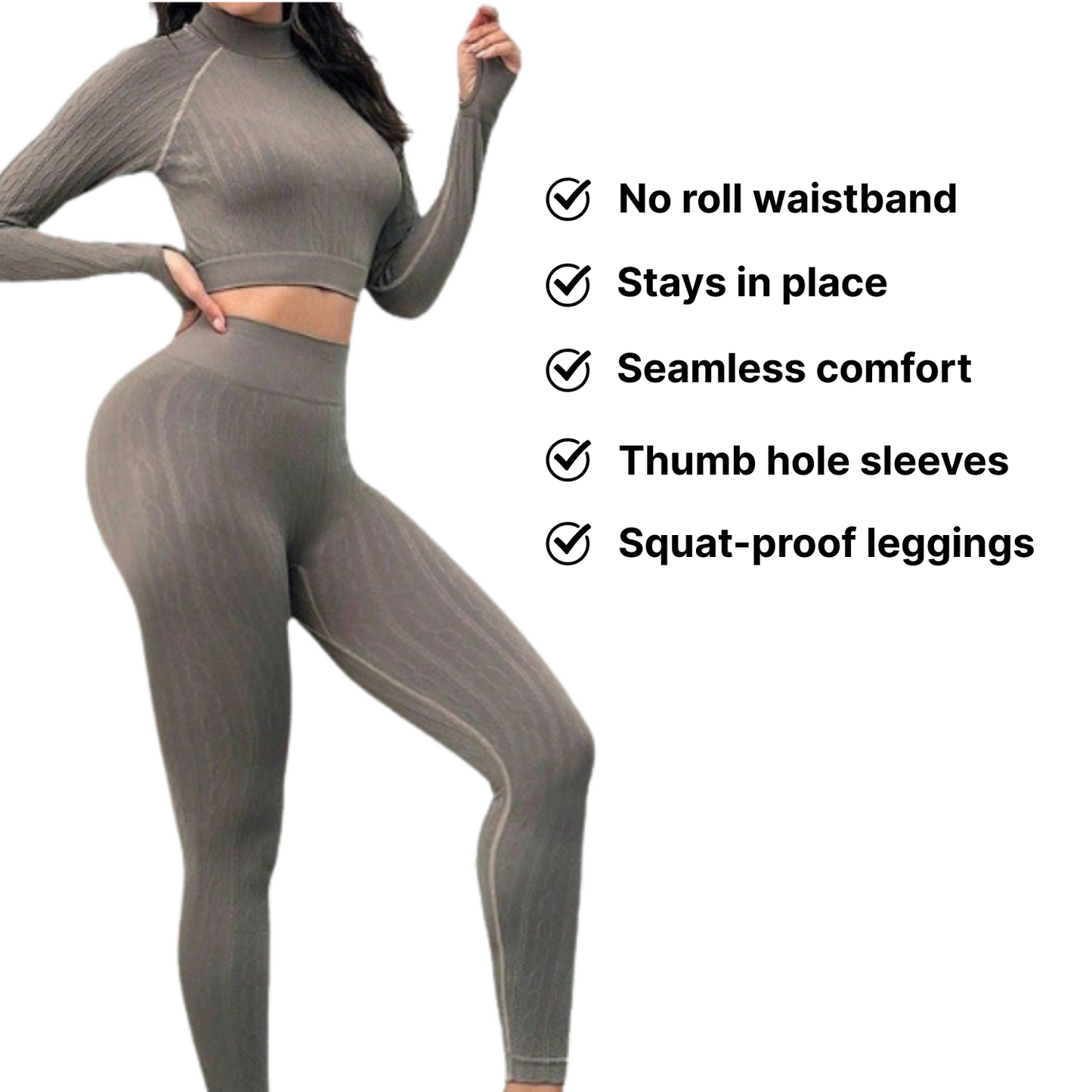 Seamless Activewear Ribbed Set - Long Sleeve & Leggings