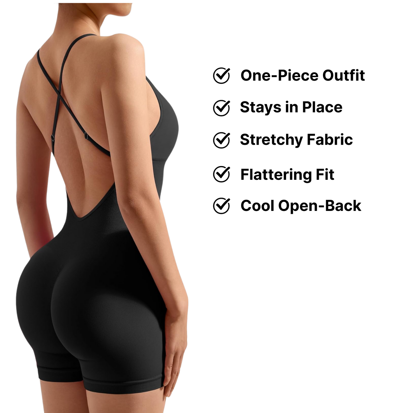 Backless Yoga Romper (One-Piece) Cross-Strap