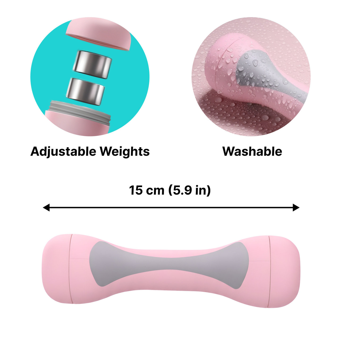 Pink Rubber Waterproof Dumbbells for Toning