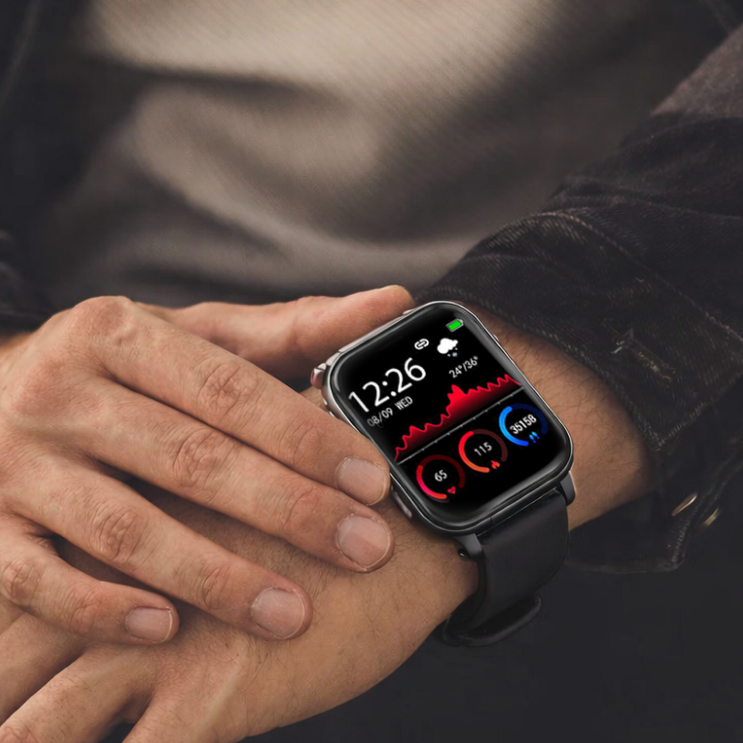 Smart Bluetooth Watch - 2.5" Touchscreen (Heart Rate & Sleep Monitor)