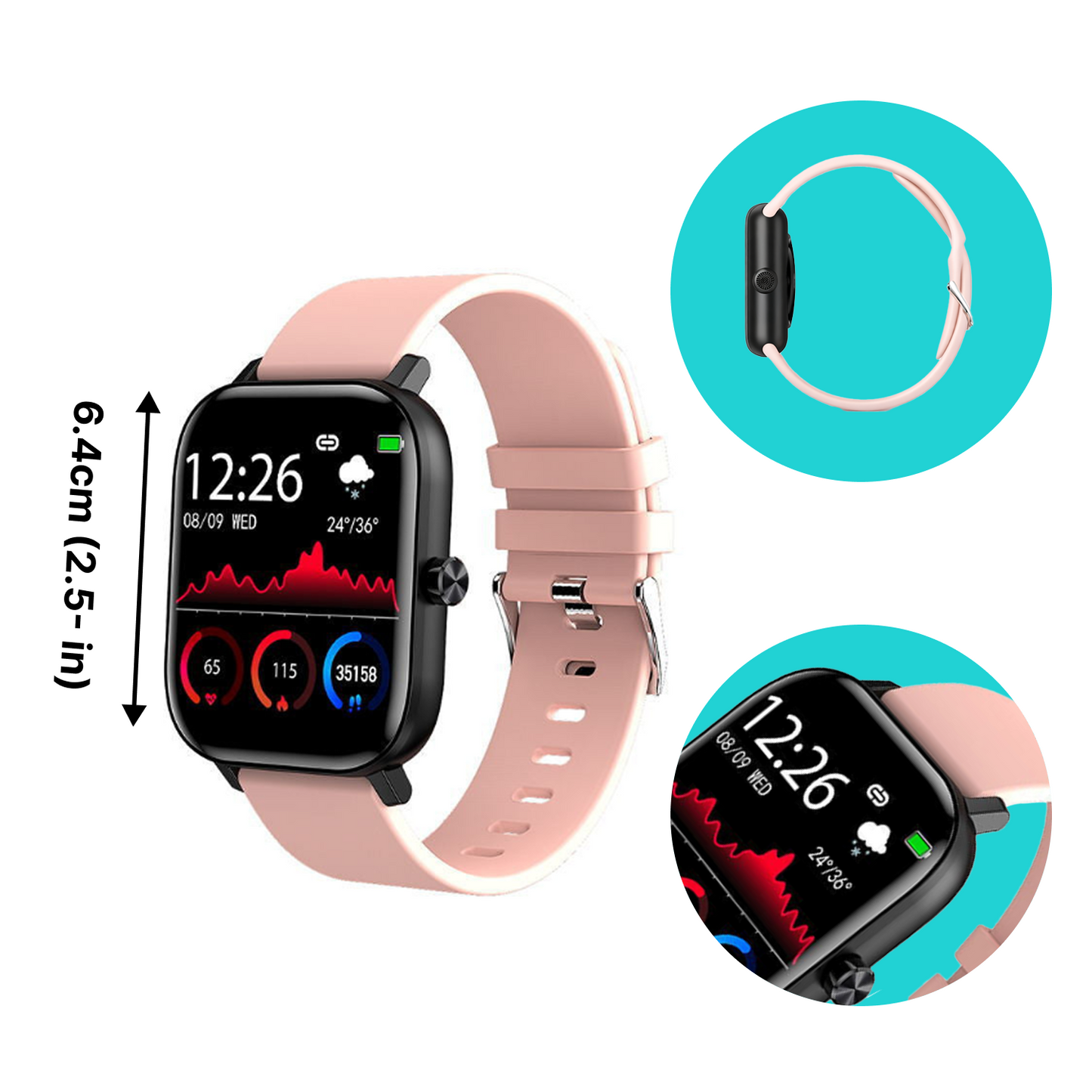 Smart Bluetooth Watch - 2.5" Touchscreen (Heart Rate & Sleep Monitor)