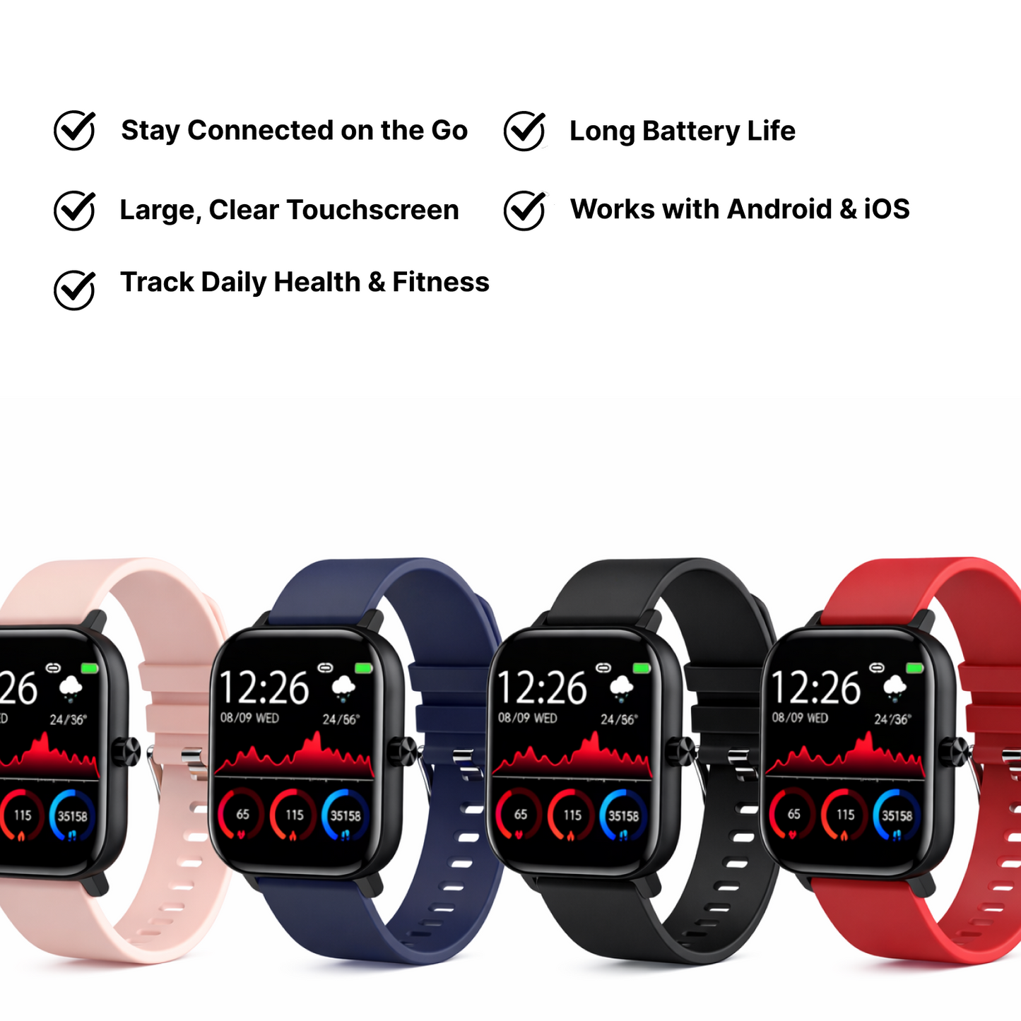 Smart Bluetooth Watch - 2.5" Touchscreen (Heart Rate & Sleep Monitor)