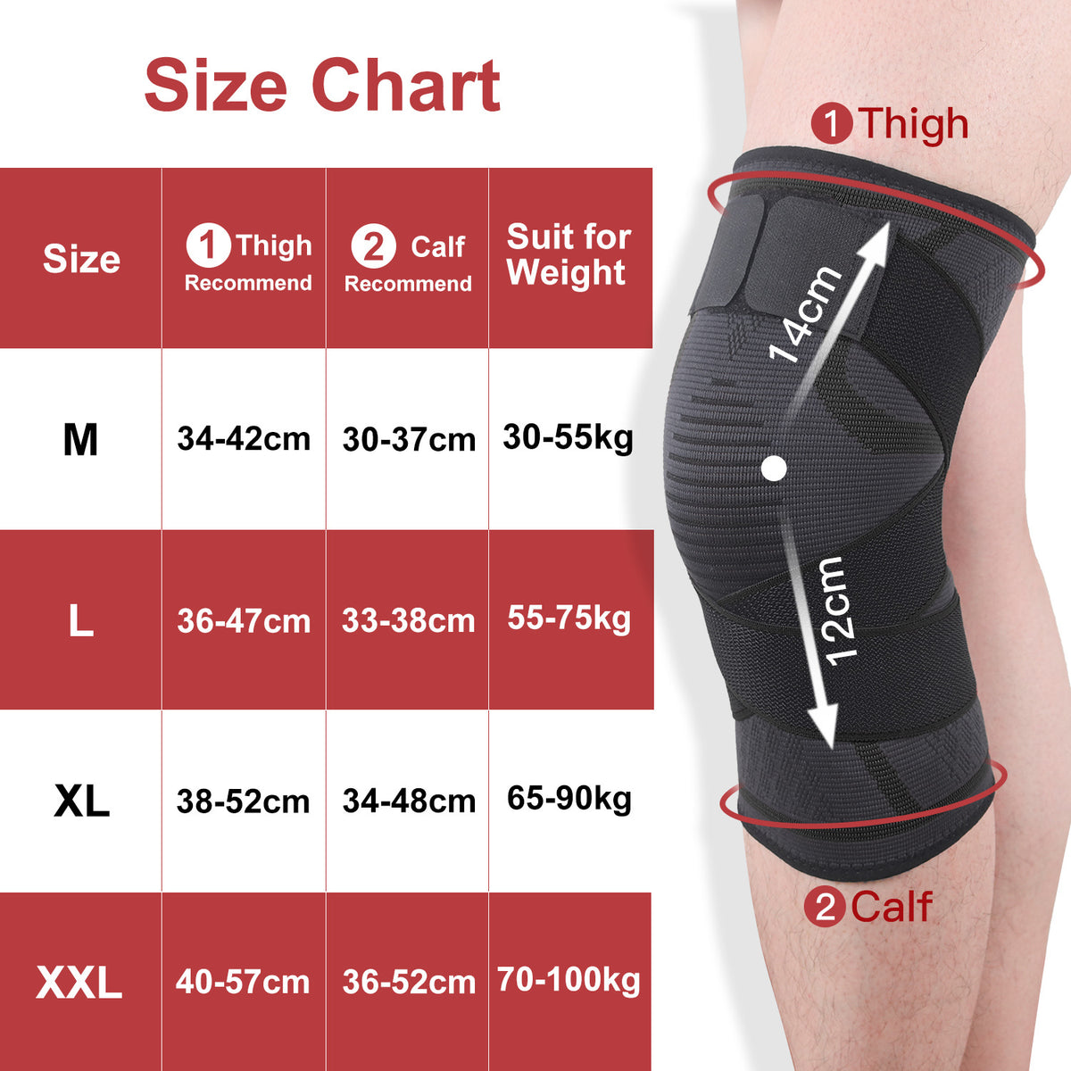 Knee Brace with Dual Straps - Adjustable Compression