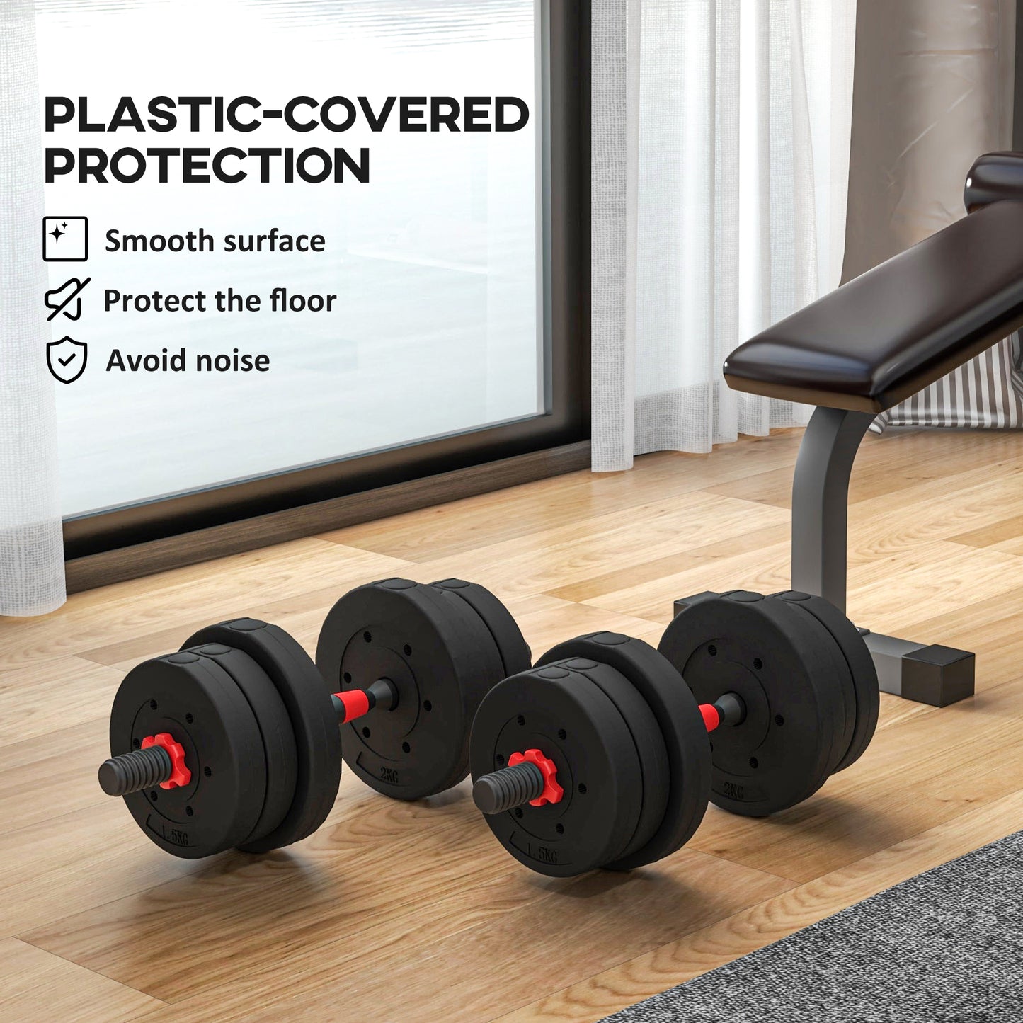 20kg Silent-Drop Portable Dumbbell & Barbell System