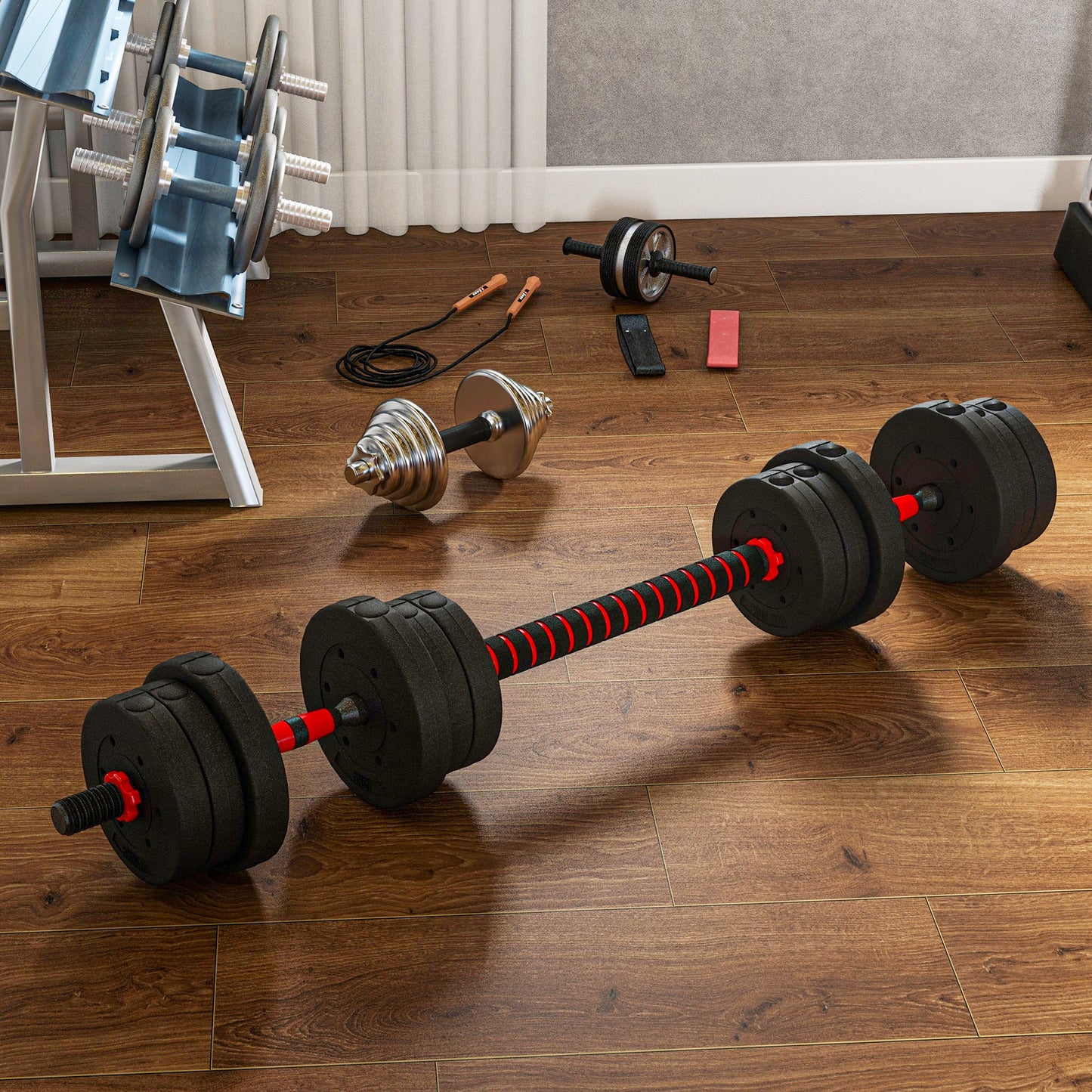 20kg Silent-Drop Portable Dumbbell & Barbell System